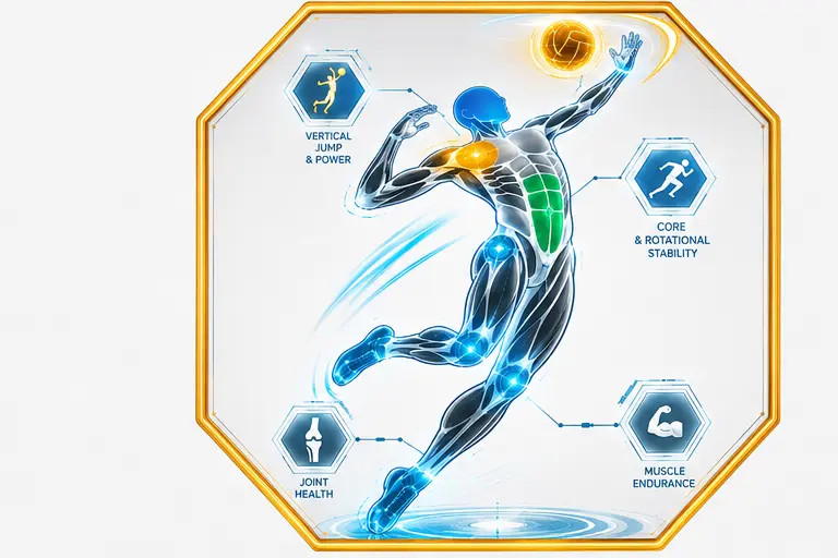 Volleyball player overlaid with performance and mobility data